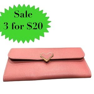 Francesca’s DUSTY ROSE wallet pink NEW credit cards trifold gold vegan heart